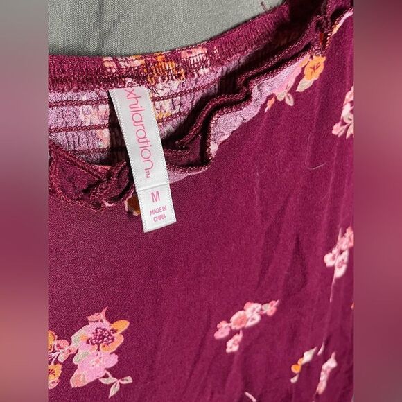 🔥❤️🔥 Xhileration Floral Burgundy Maxi Dress Size Medium EPC Sundress Rea… - Picture 7 of 8